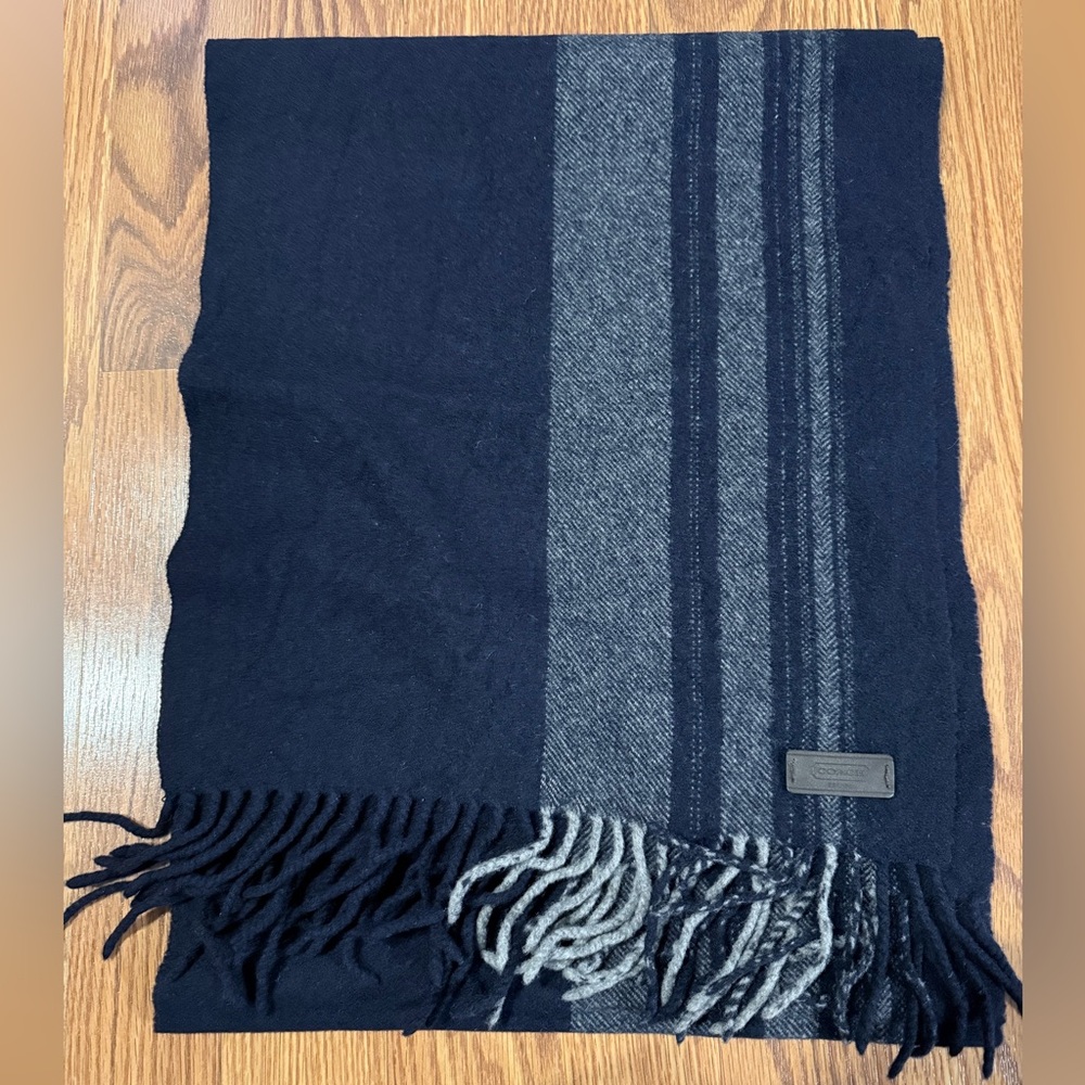 Coach Navy and Gray Men's Scarf